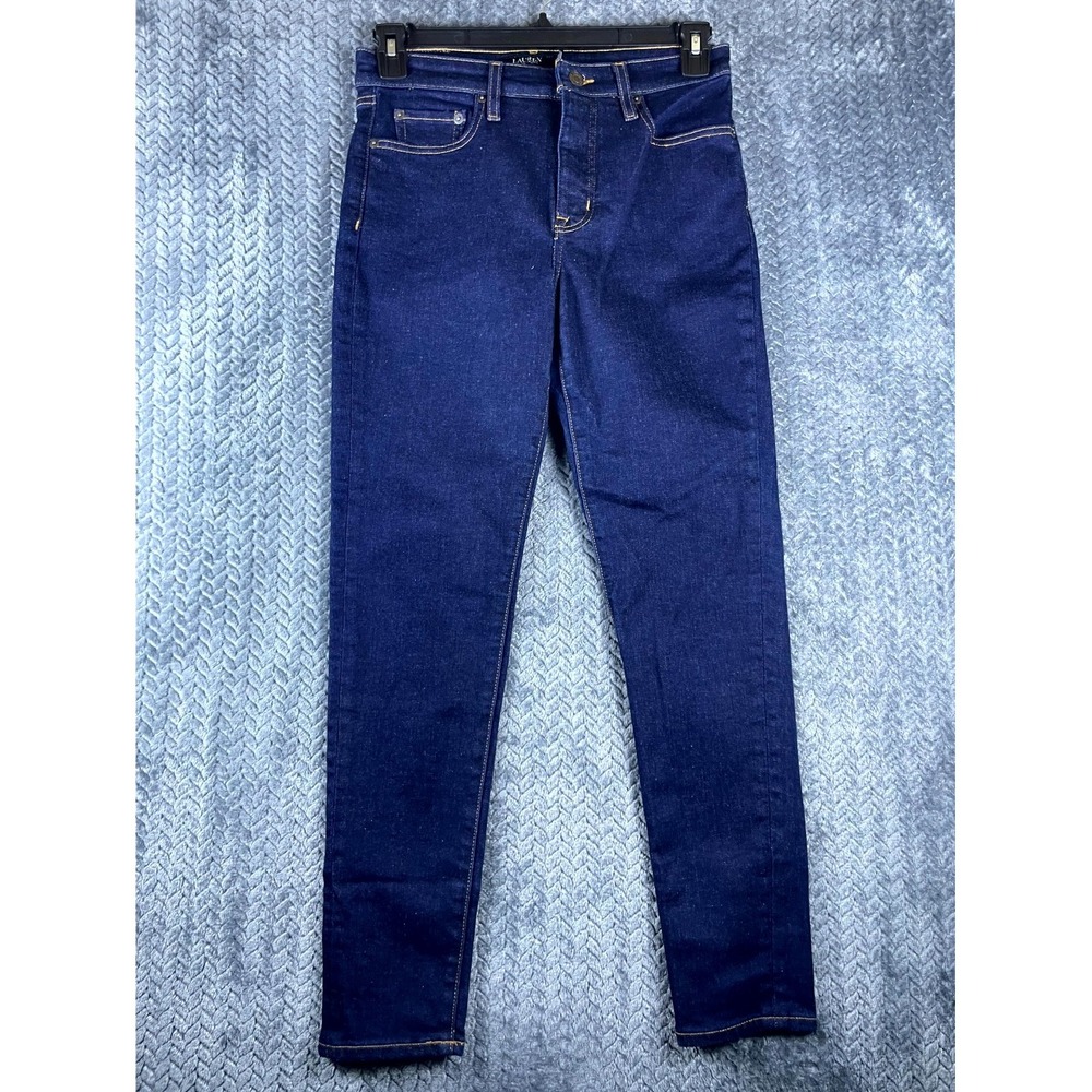 Lauren Ralph Lauren Jeans Womens 4 Blue Denim Dark Wash High Rise Skinny Leg
